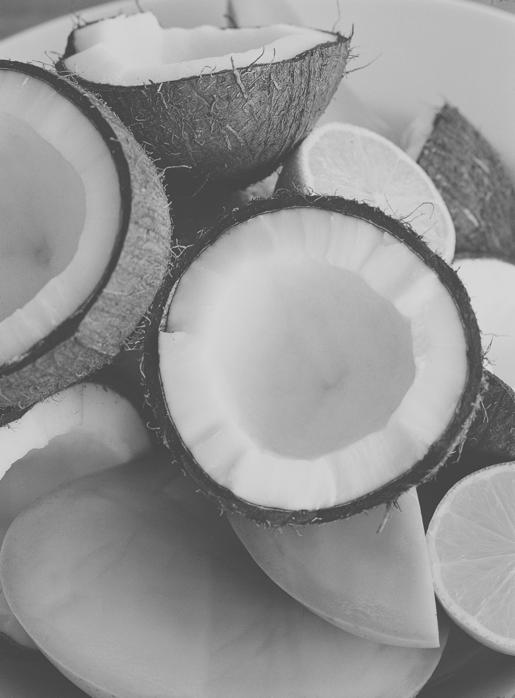 Geöffnete Kokosnüsse im COMO Cocoa Island