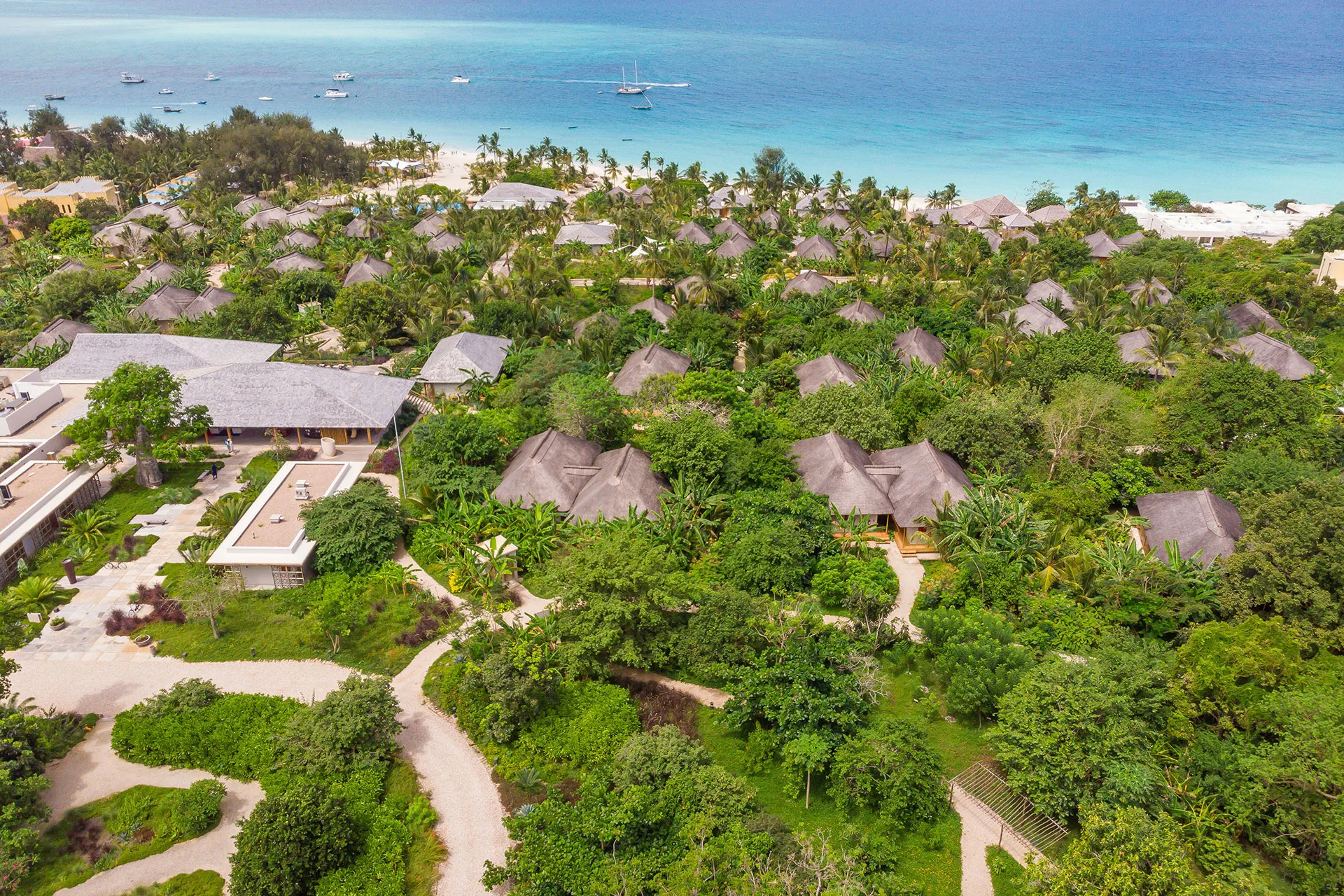 Luftaufnahme eines Resorts im Dschungel