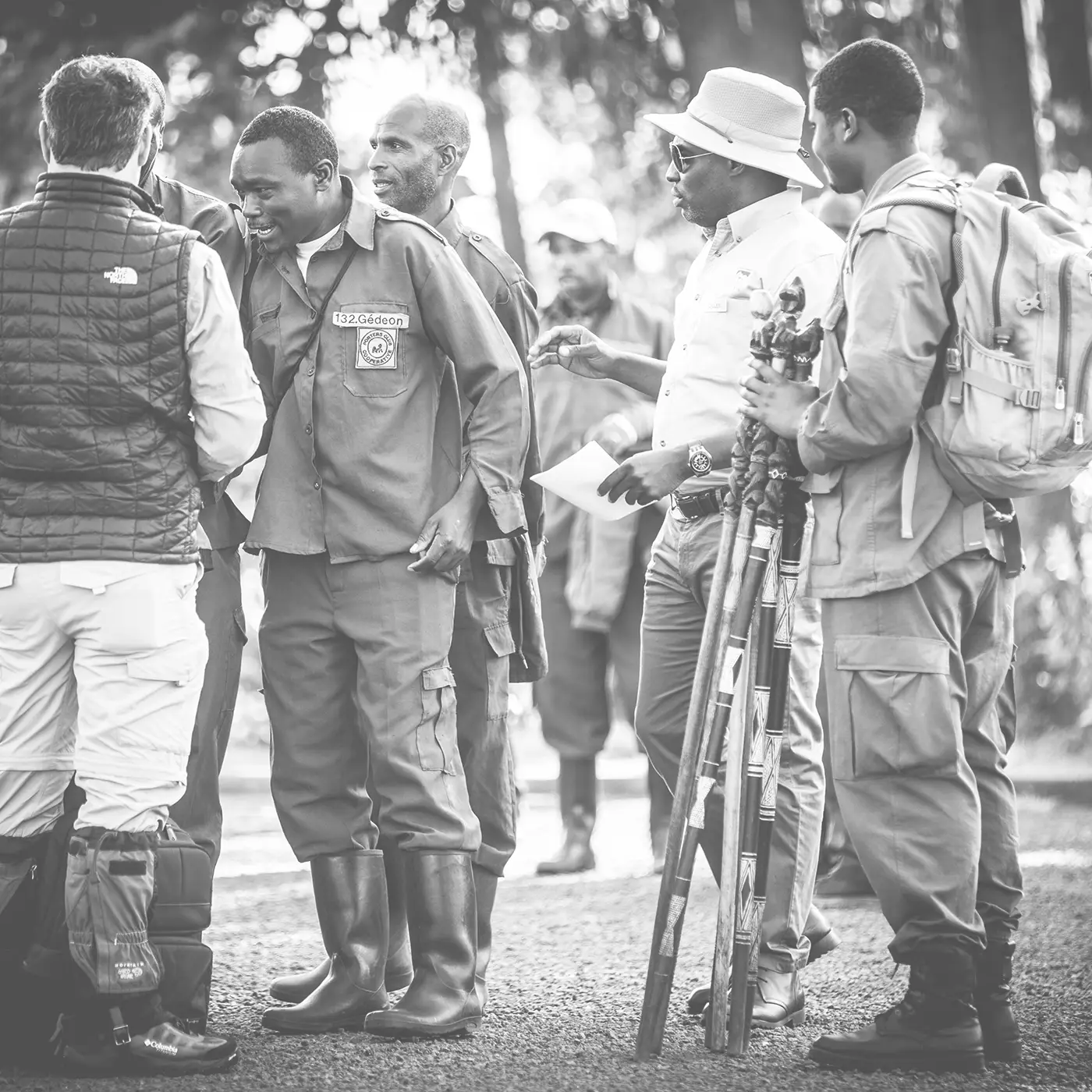 Teilnehmer einer Safari in Bisate Lodge