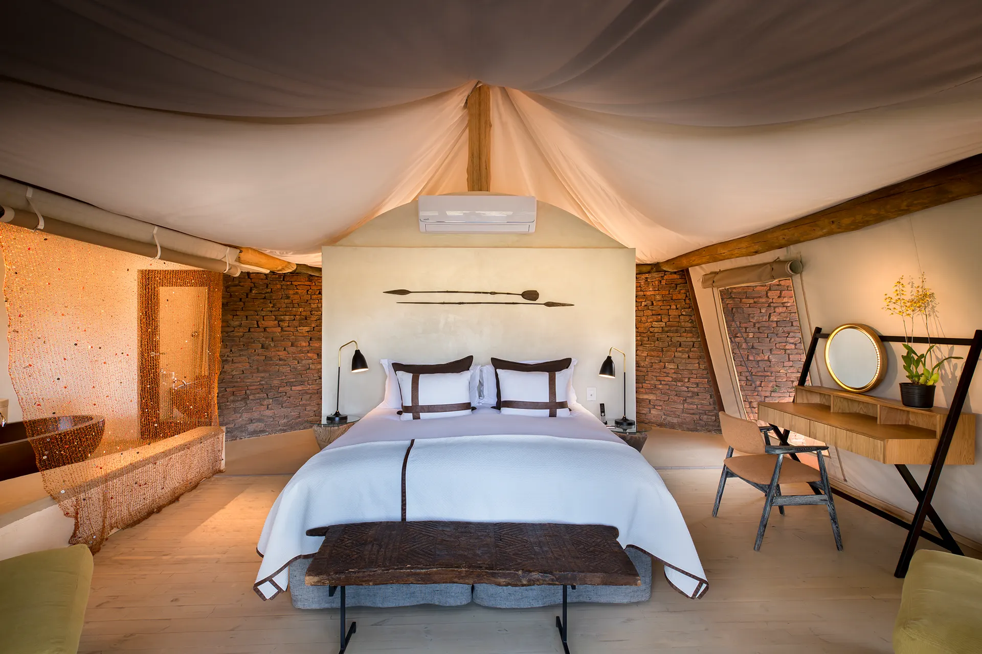 Innenbereich eines Luxus Safari Zeltes