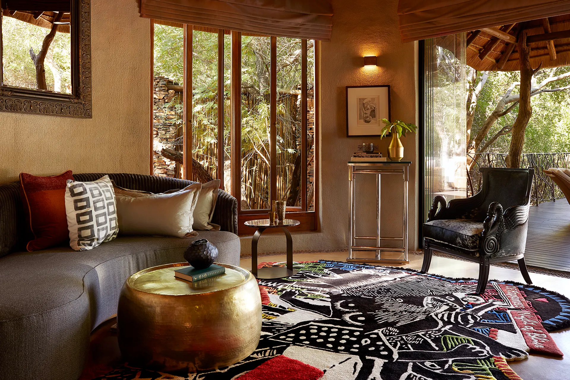 Design Möbel in afrikanischem Wohnzimmer