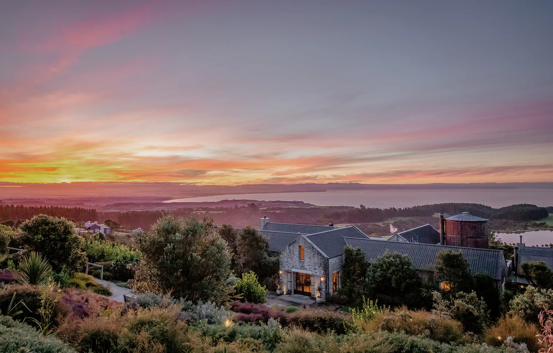 Rosewood Cape Kidnappers Lodge im Sonnenuntergang
