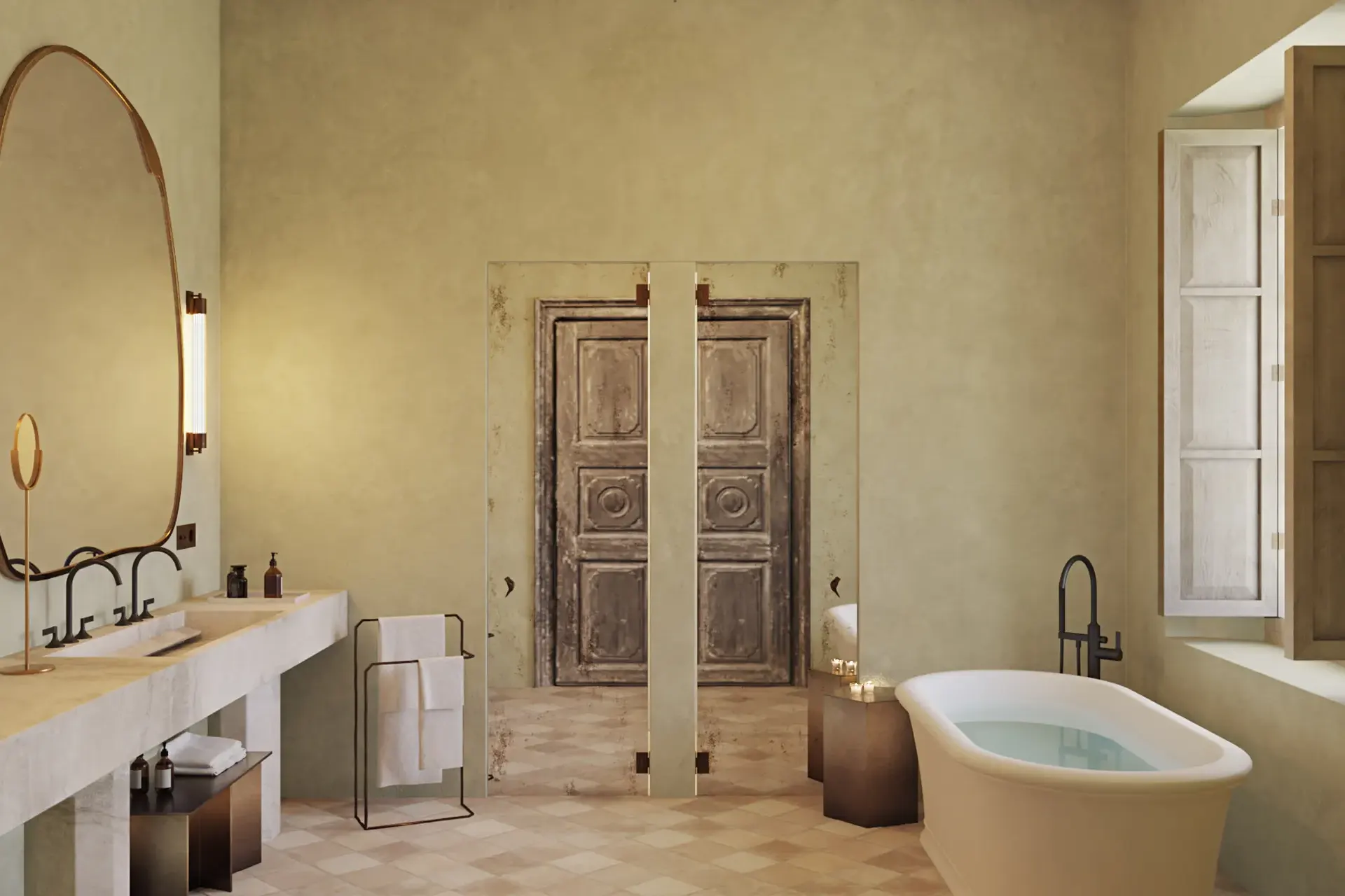 Elegantes Badezimmer aus Sandstein