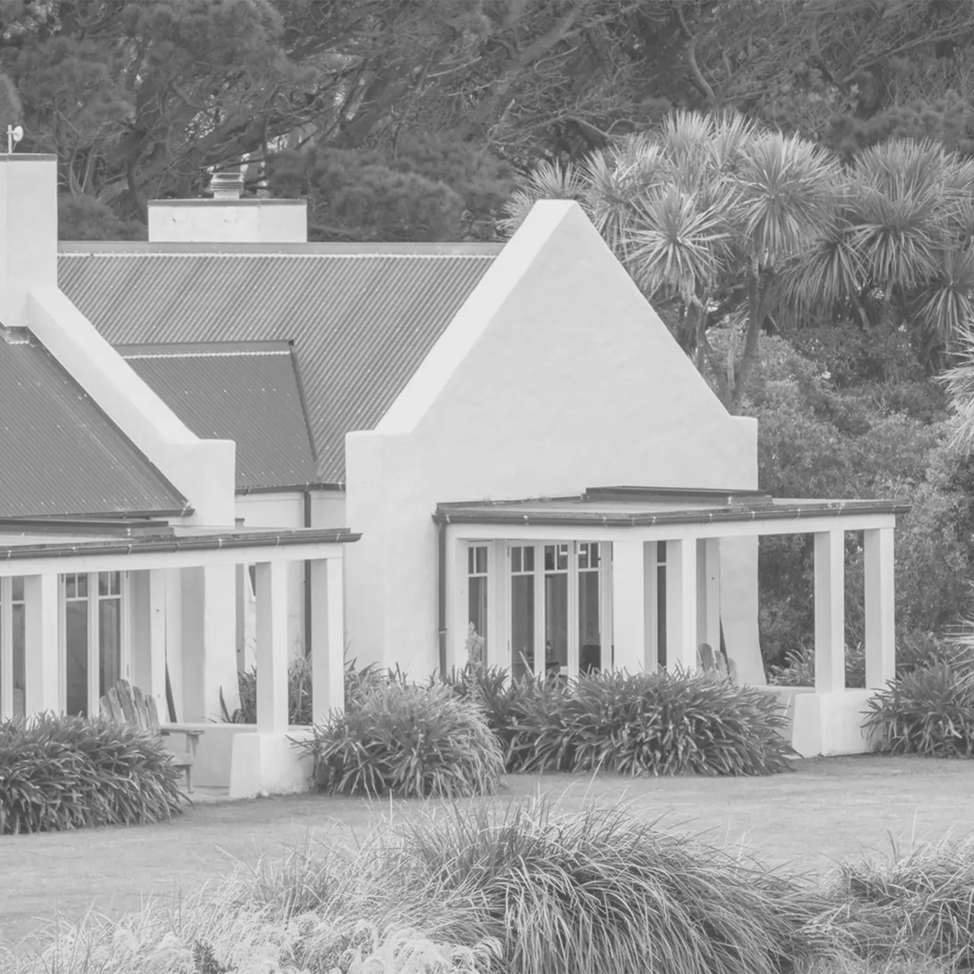 Fassade eines Cottage des Wharekauhau Country Estate